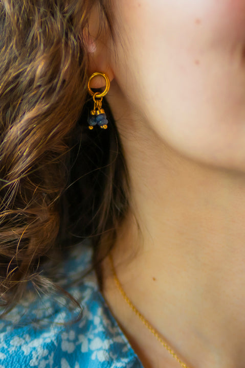 Earrings Nani dalmatian jasper, silver or gold stainless steel