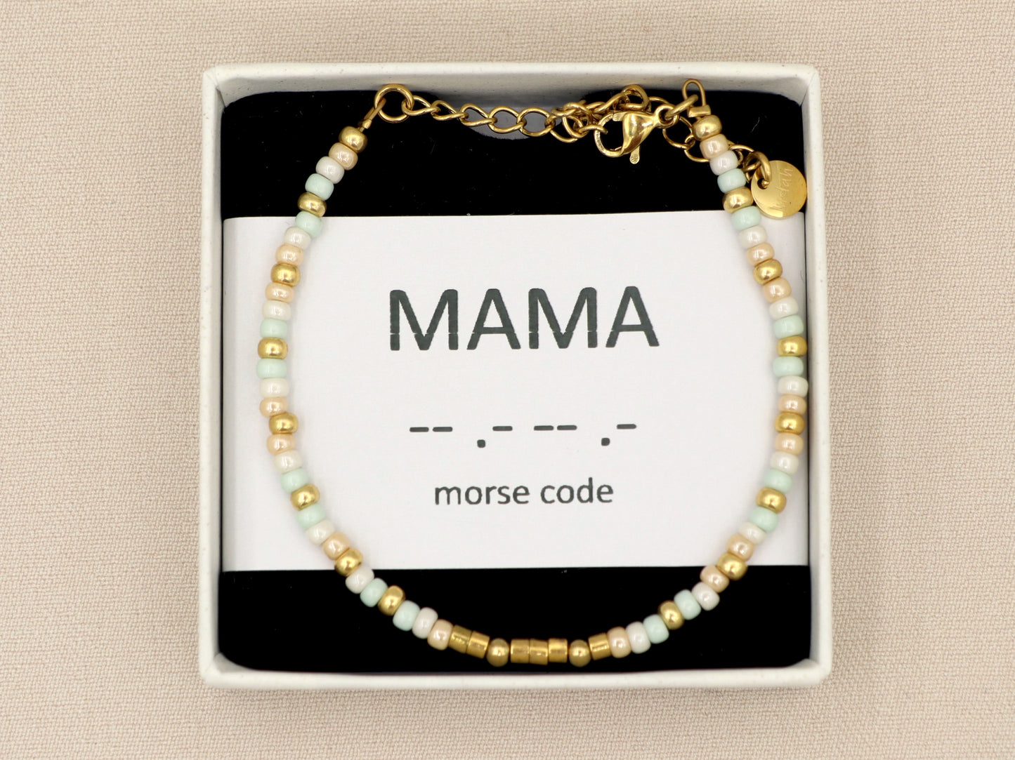 Persoonlijke morse code armband mint, zilver of goud roestvrijstaal