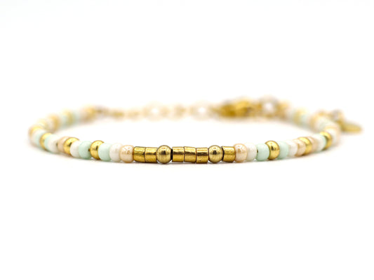 Personalized morse code bracelet mint, silver or gold stainless steel