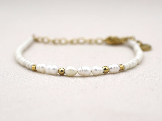 Personalized morse code bracelet freshwater pearls, silver or gold stainless steel